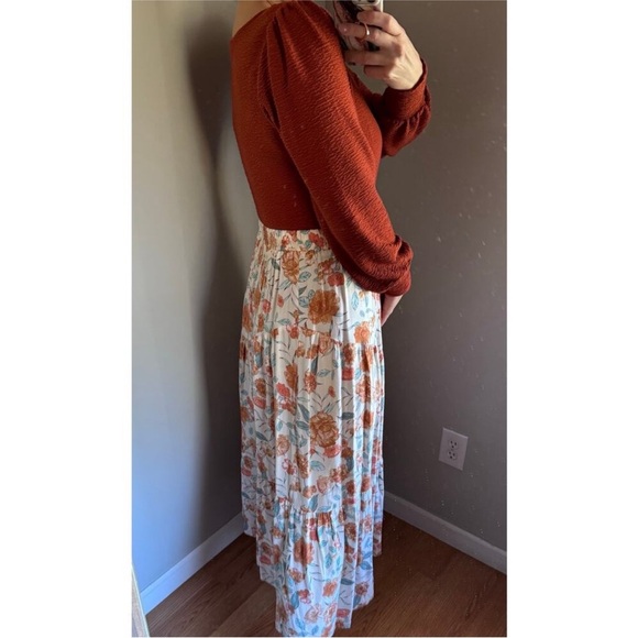 Jessica Simpson burnt orange textured bodysuit square neckline boho size large - Picture 2 of 14